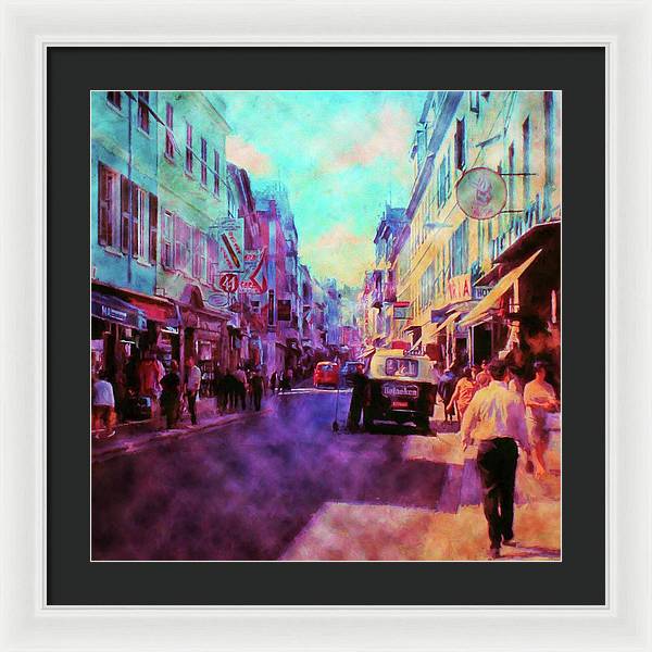 Vintage Travel Street Scene 1969 - Framed Print