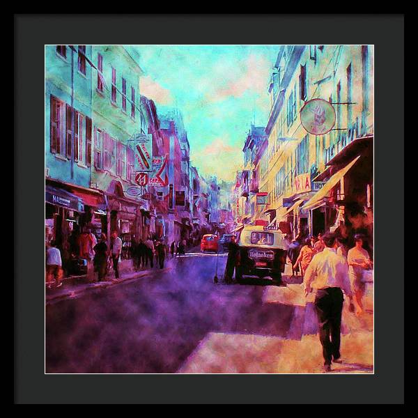 Vintage Travel Street Scene 1969 - Framed Print