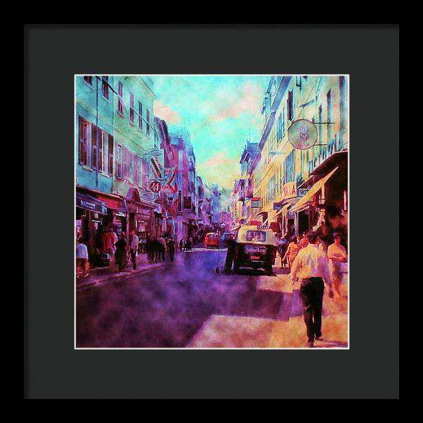 Vintage Travel Street Scene 1969 - Framed Print