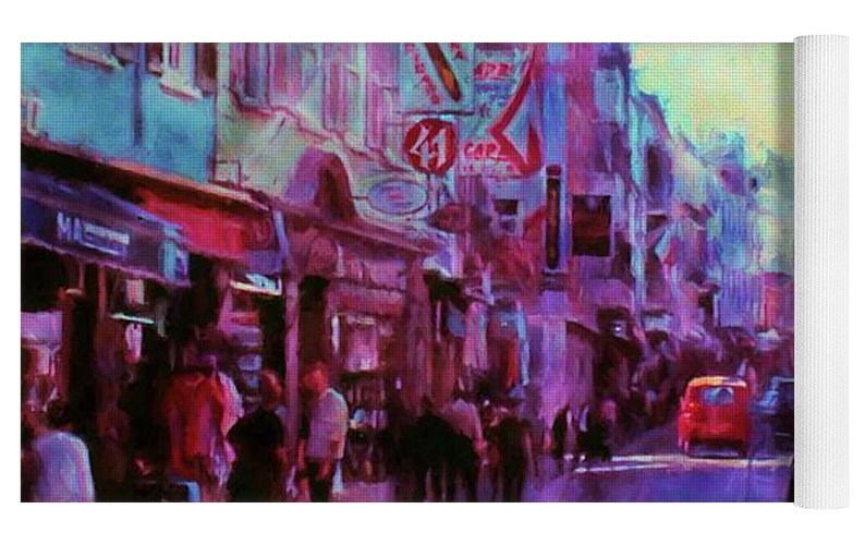Vintage Travel Street Scene 1969 - Yoga Mat