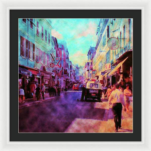 Vintage Travel Street Scene 1969 - Framed Print