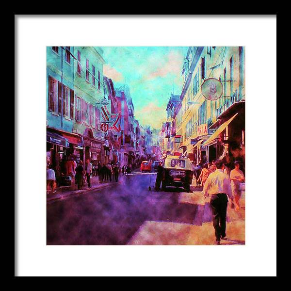 Vintage Travel Street Scene 1969 - Framed Print