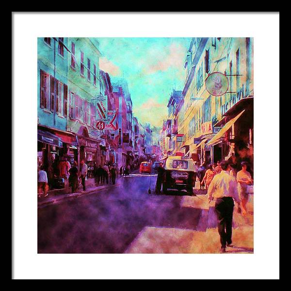 Vintage Travel Street Scene 1969 - Framed Print