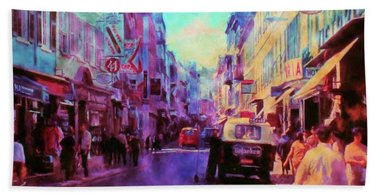 Vintage Travel Street Scene 1969 - Bath Towel