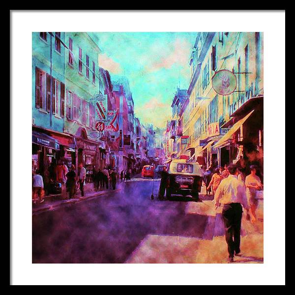 Vintage Travel Street Scene 1969 - Framed Print