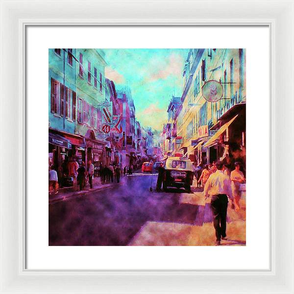 Vintage Travel Street Scene 1969 - Framed Print
