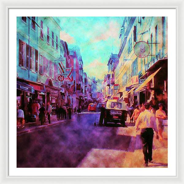 Vintage Travel Street Scene 1969 - Framed Print