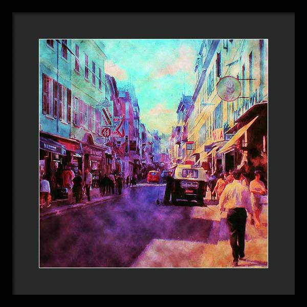 Vintage Travel Street Scene 1969 - Framed Print