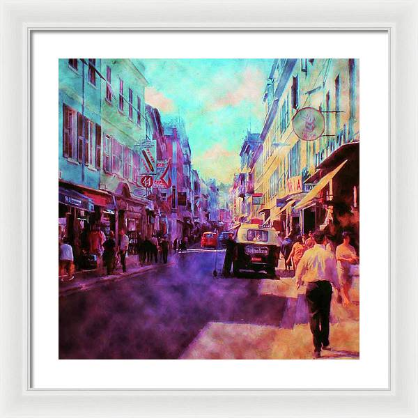 Vintage Travel Street Scene 1969 - Framed Print