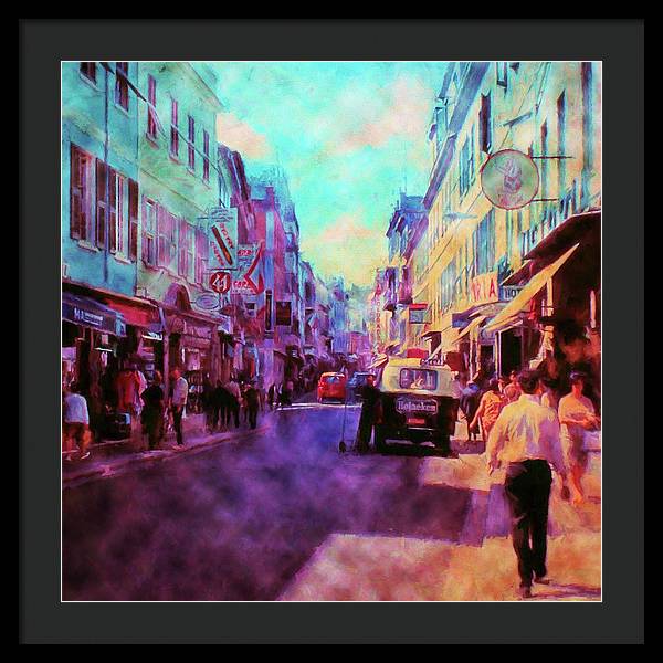 Vintage Travel Street Scene 1969 - Framed Print