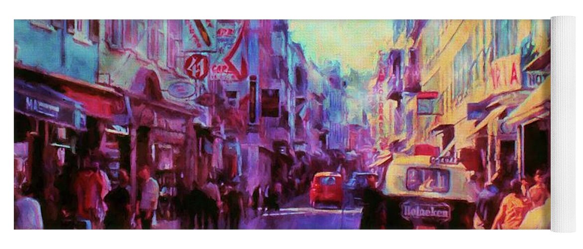 Vintage Travel Street Scene 1969 - Yoga Mat