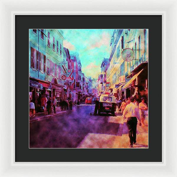 Vintage Travel Street Scene 1969 - Framed Print