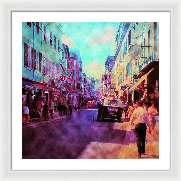 Vintage Travel Street Scene 1969 - Framed Print