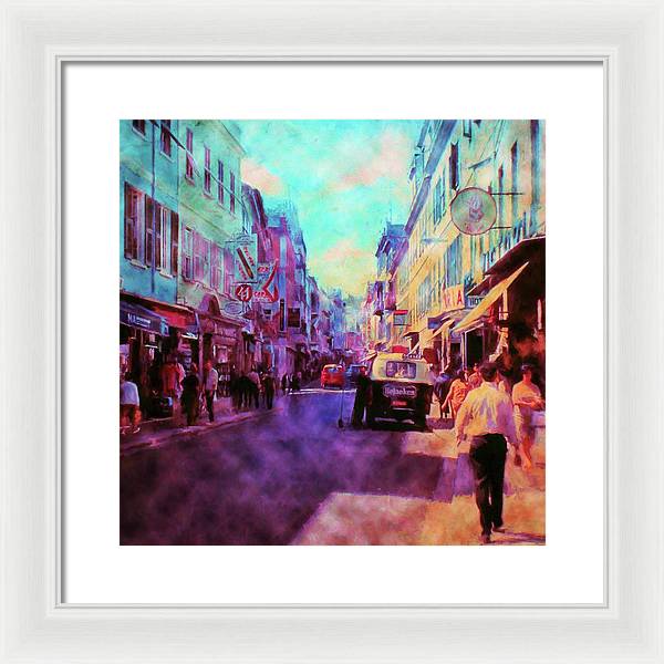Vintage Travel Street Scene 1969 - Framed Print