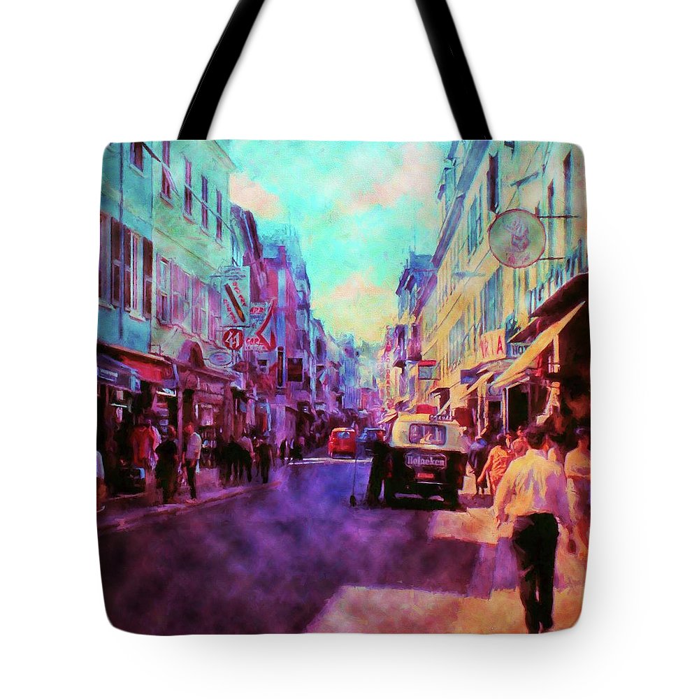 Vintage Travel Street Scene 1969 - Tote Bag