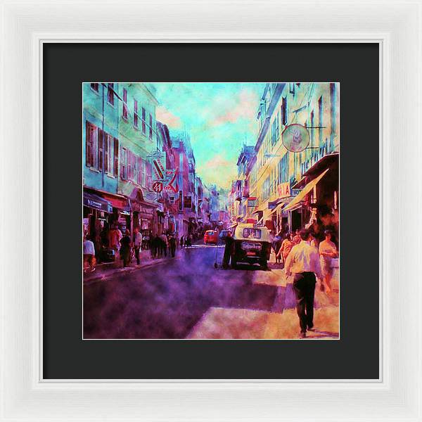 Vintage Travel Street Scene 1969 - Framed Print