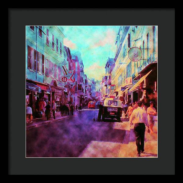 Vintage Travel Street Scene 1969 - Framed Print