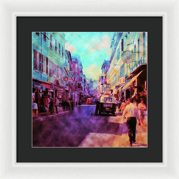 Vintage Travel Street Scene 1969 - Framed Print