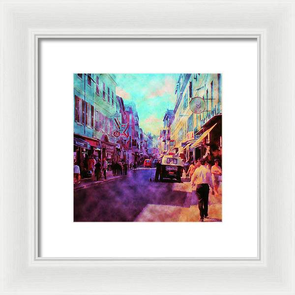 Vintage Travel Street Scene 1969 - Framed Print