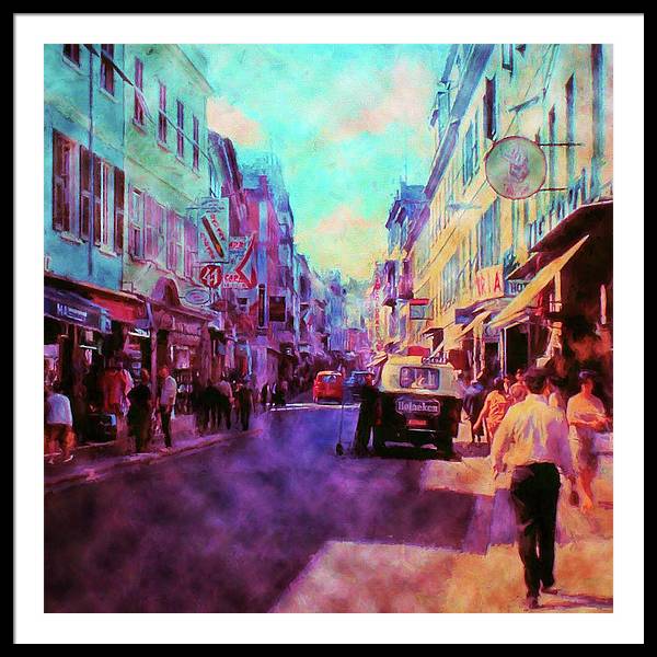 Vintage Travel Street Scene 1969 - Framed Print