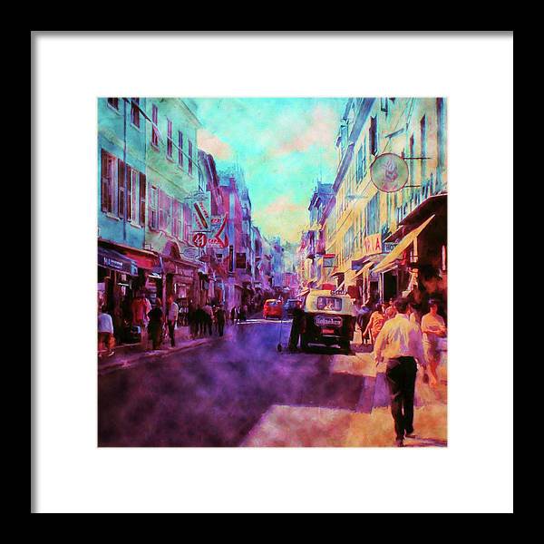 Vintage Travel Street Scene 1969 - Framed Print