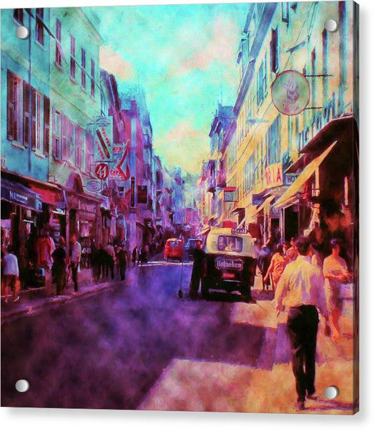 Vintage Travel Street Scene 1969 - Acrylic Print