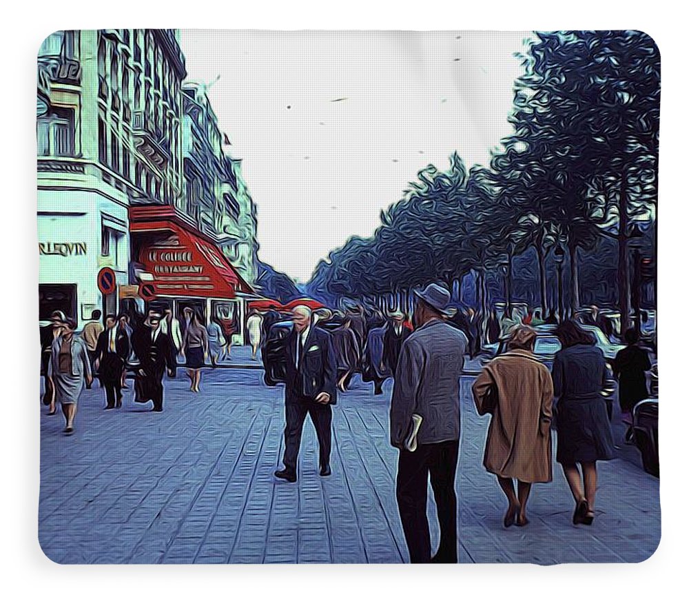 Vintage Travel Street Scene Shoppers - Blanket