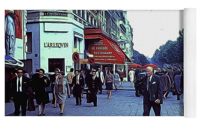 Vintage Travel Street Scene Shoppers - Yoga Mat