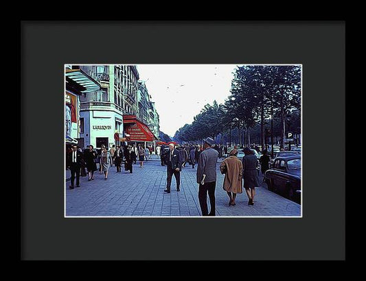Vintage Travel Street Scene Shoppers - Framed Print