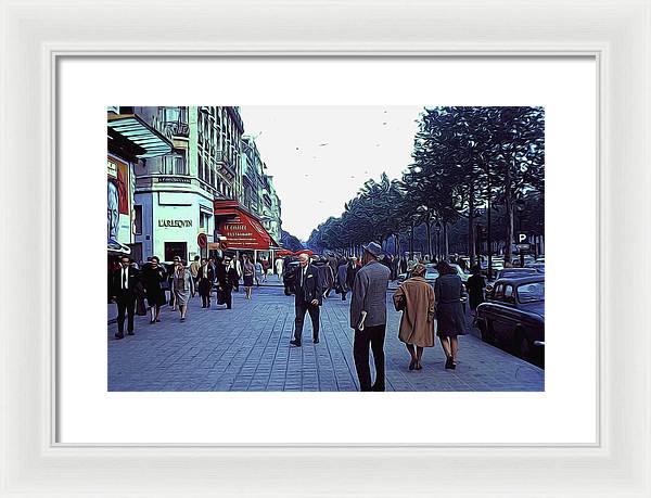 Vintage Travel Street Scene Shoppers - Framed Print