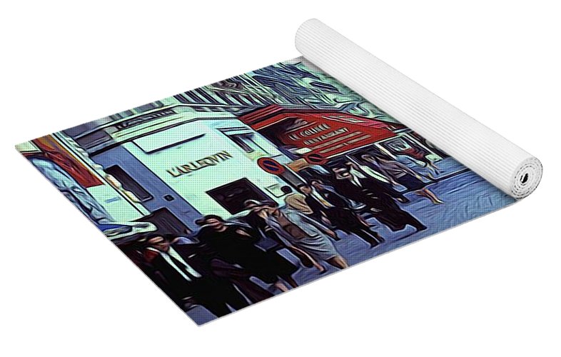 Vintage Travel Street Scene Shoppers - Yoga Mat
