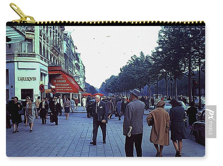 Vintage Travel Street Scene Shoppers - Carry-All Pouch