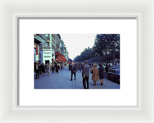Vintage Travel Street Scene Shoppers - Framed Print