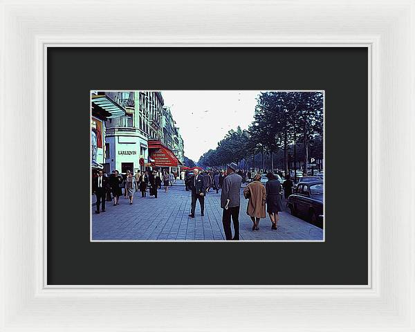 Vintage Travel Street Scene Shoppers - Framed Print