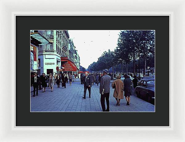 Vintage Travel Street Scene Shoppers - Framed Print