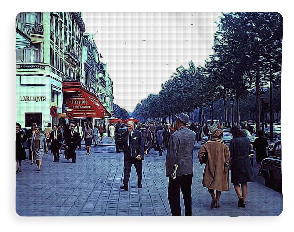 Vintage Travel Street Scene Shoppers - Blanket
