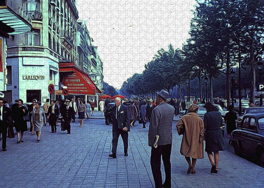 Vintage Travel Street Scene Shoppers - Puzzle