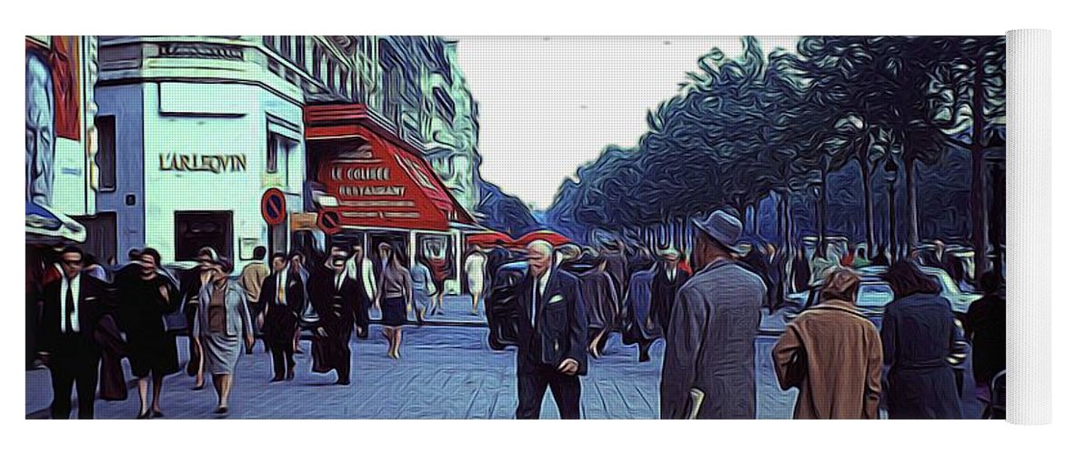 Vintage Travel Street Scene Shoppers - Yoga Mat