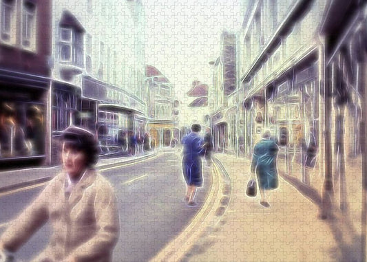 Vintage Travel Street With Bicycle Rider - Puzzle