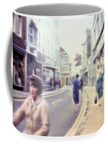 Vintage Travel Street With Bicycle Rider - Mug