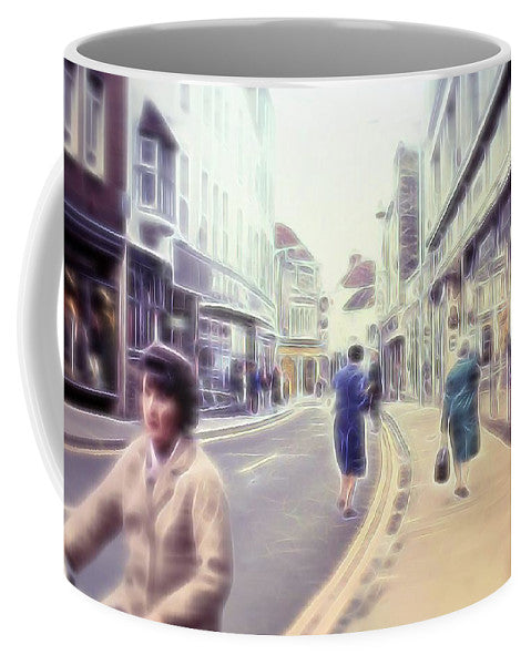 Vintage Travel Street With Bicycle Rider - Mug
