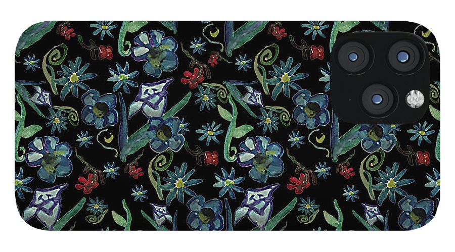Watercolor Flowers On Black - Phone Case