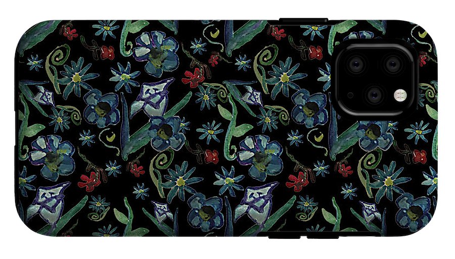 Watercolor Flowers On Black - Phone Case