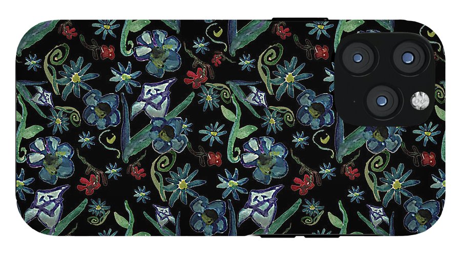 Watercolor Flowers On Black - Phone Case