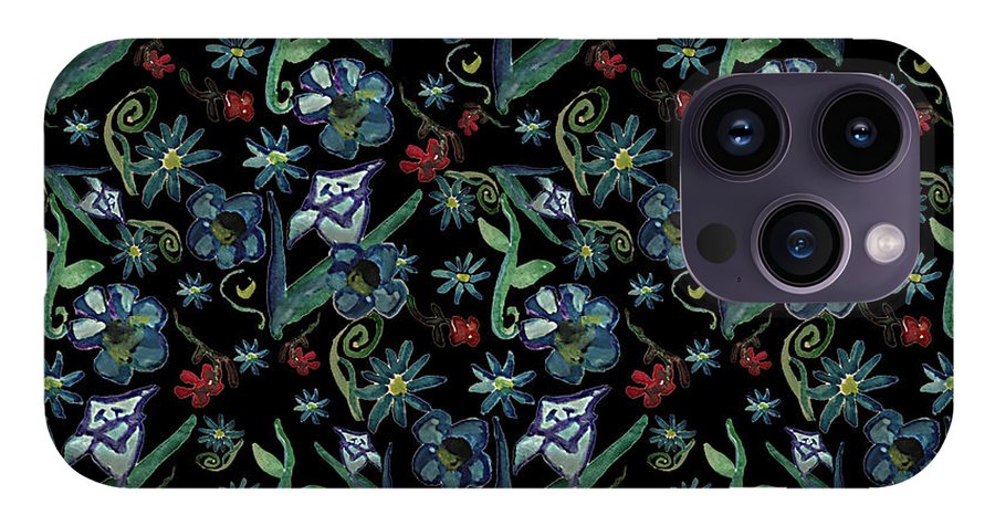 Watercolor Flowers On Black - Phone Case