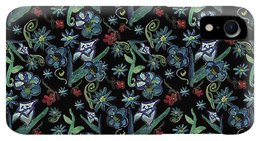 Watercolor Flowers On Black - Phone Case