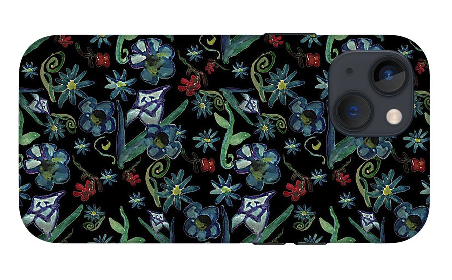 Watercolor Flowers On Black - Phone Case