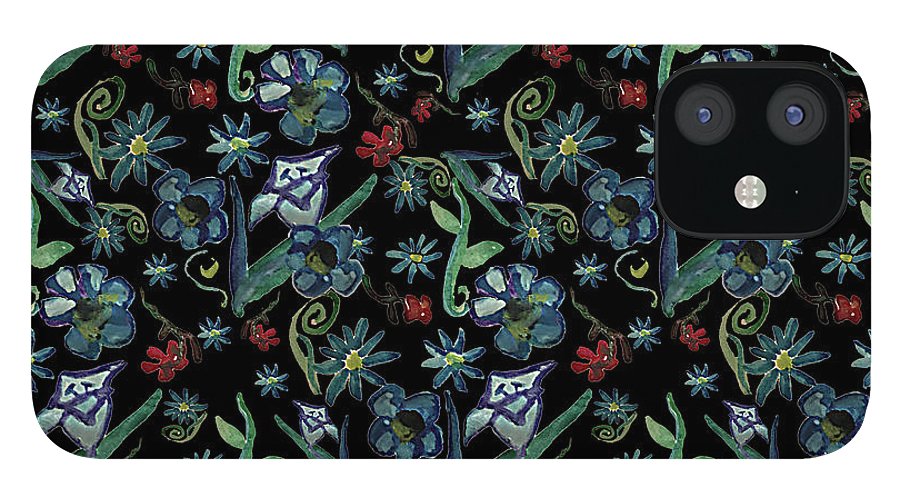 Watercolor Flowers On Black - Phone Case