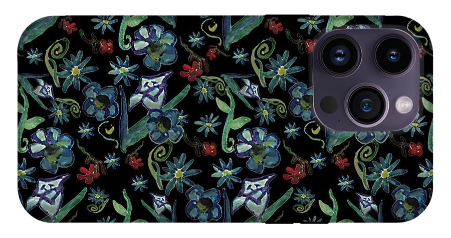 Watercolor Flowers On Black - Phone Case