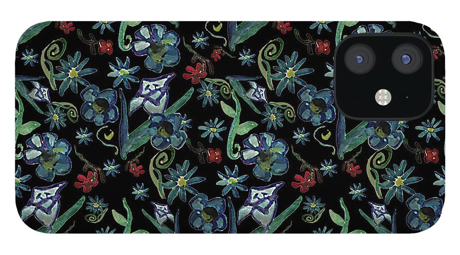 Watercolor Flowers On Black - Phone Case